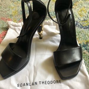Scanlan Theodore Black Strappy Sandal Perspex heel